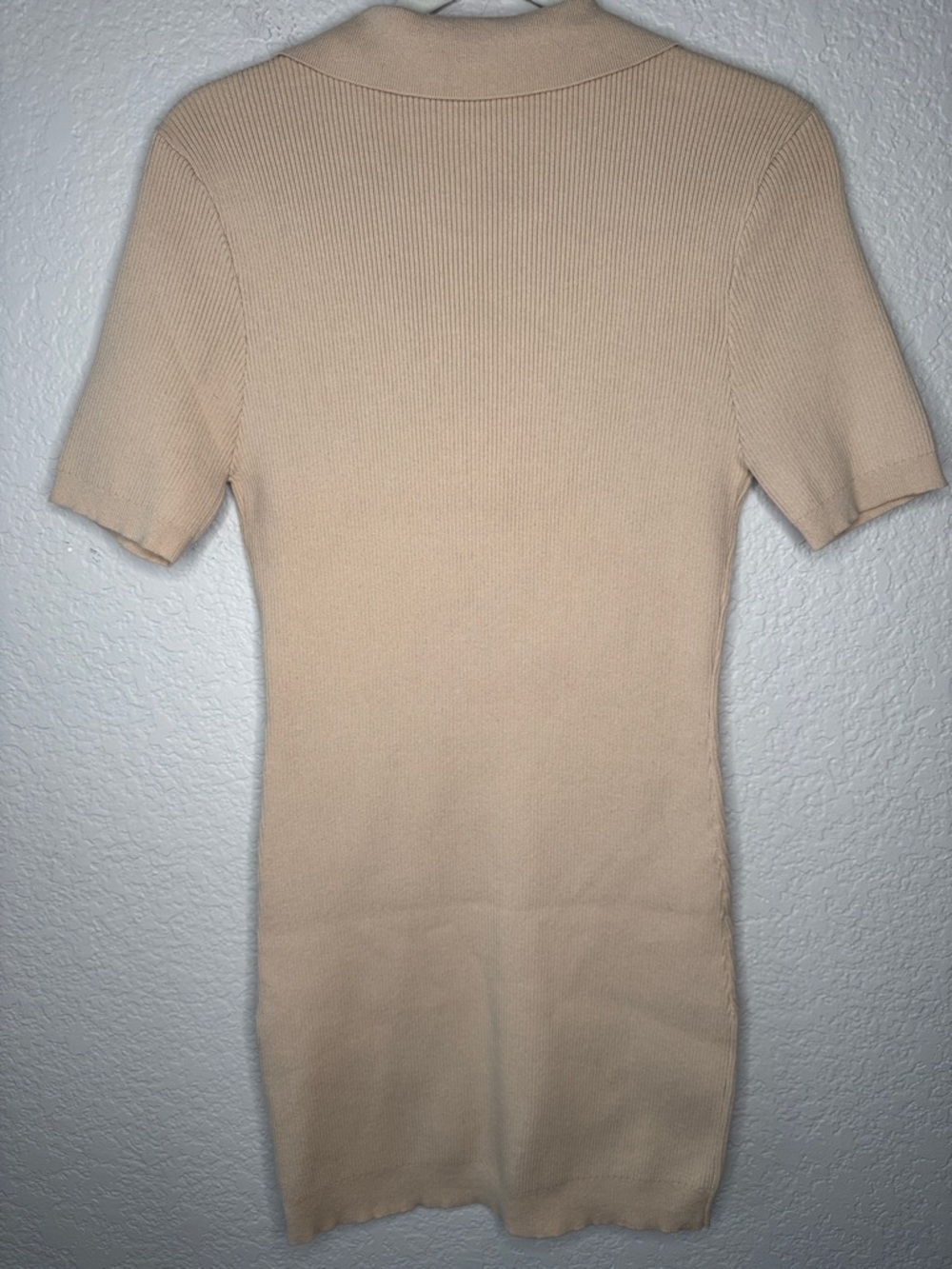 Revolve Line and Dot Brittany Ribbed Mini Dress Tan Large Bodycon Polo V Neck - Picture 5 of 7
